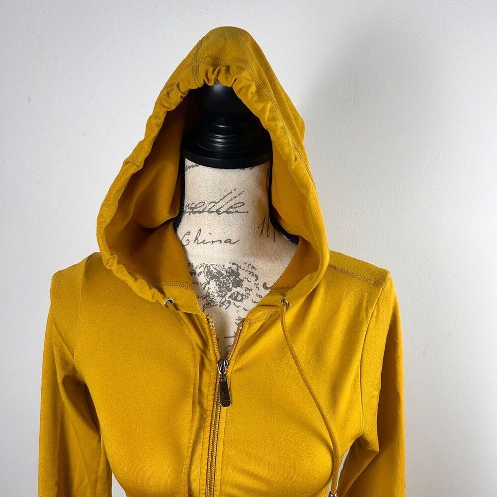 Unbranded Mustard Yellow Full Zip Hoodie Womens Small Activewear Sweatshirt - Picture 3 of 8